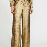 Metallic Drawstring Wide Leg Pant