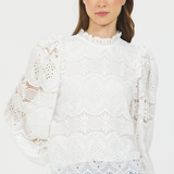 Stellah Jewel Neck L/S Lace Blouse