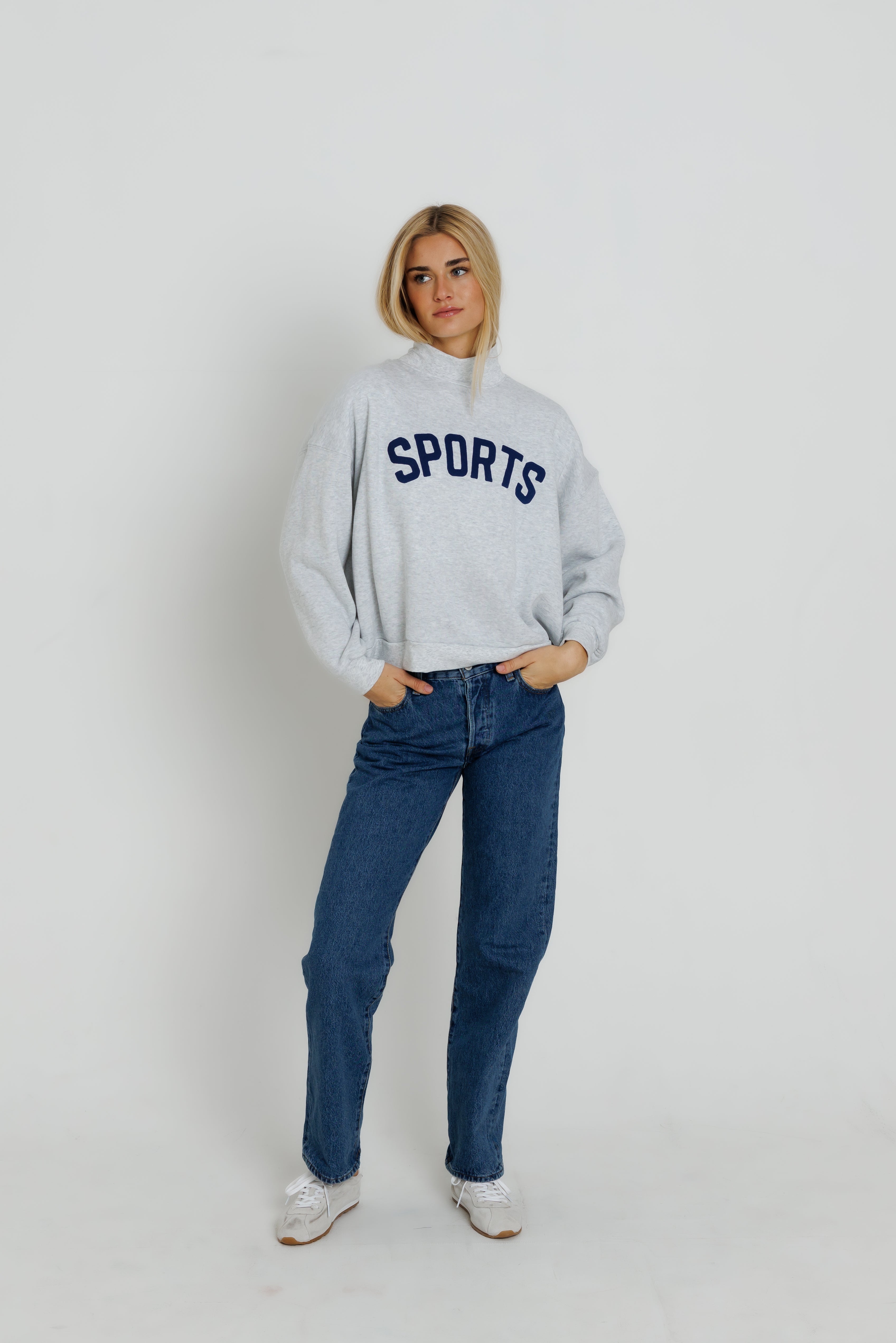 NAVY SPORTS - MOCKNECK