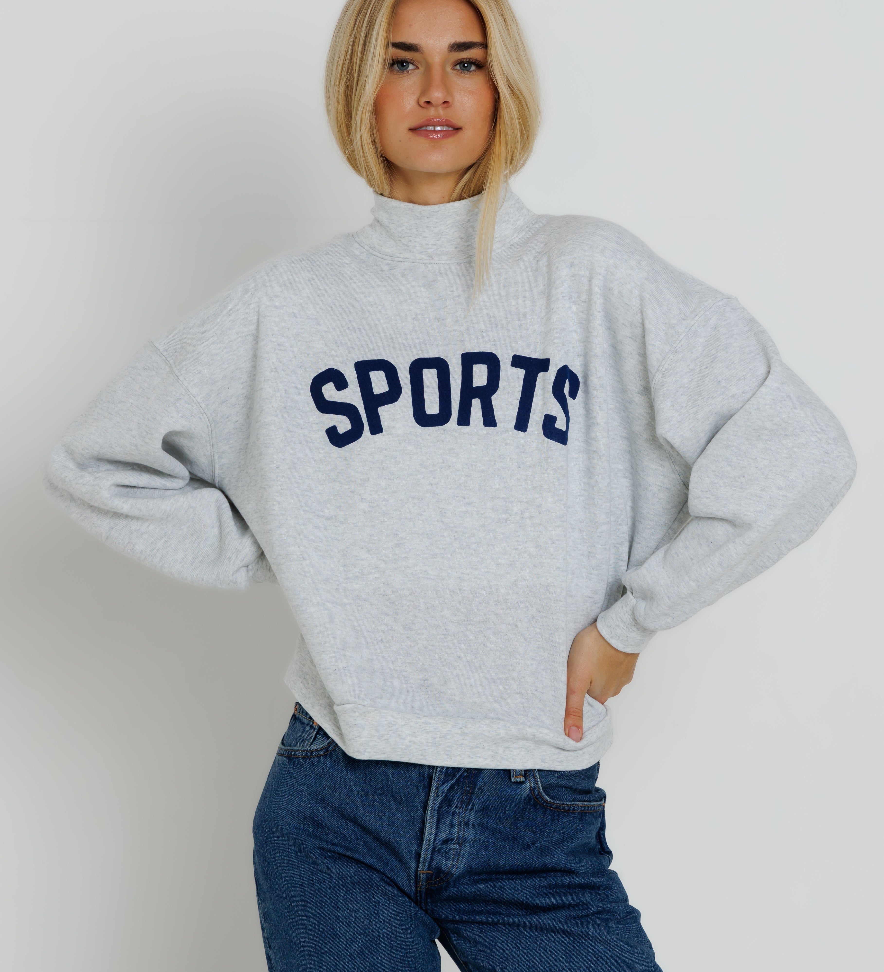 NAVY SPORTS - MOCKNECK