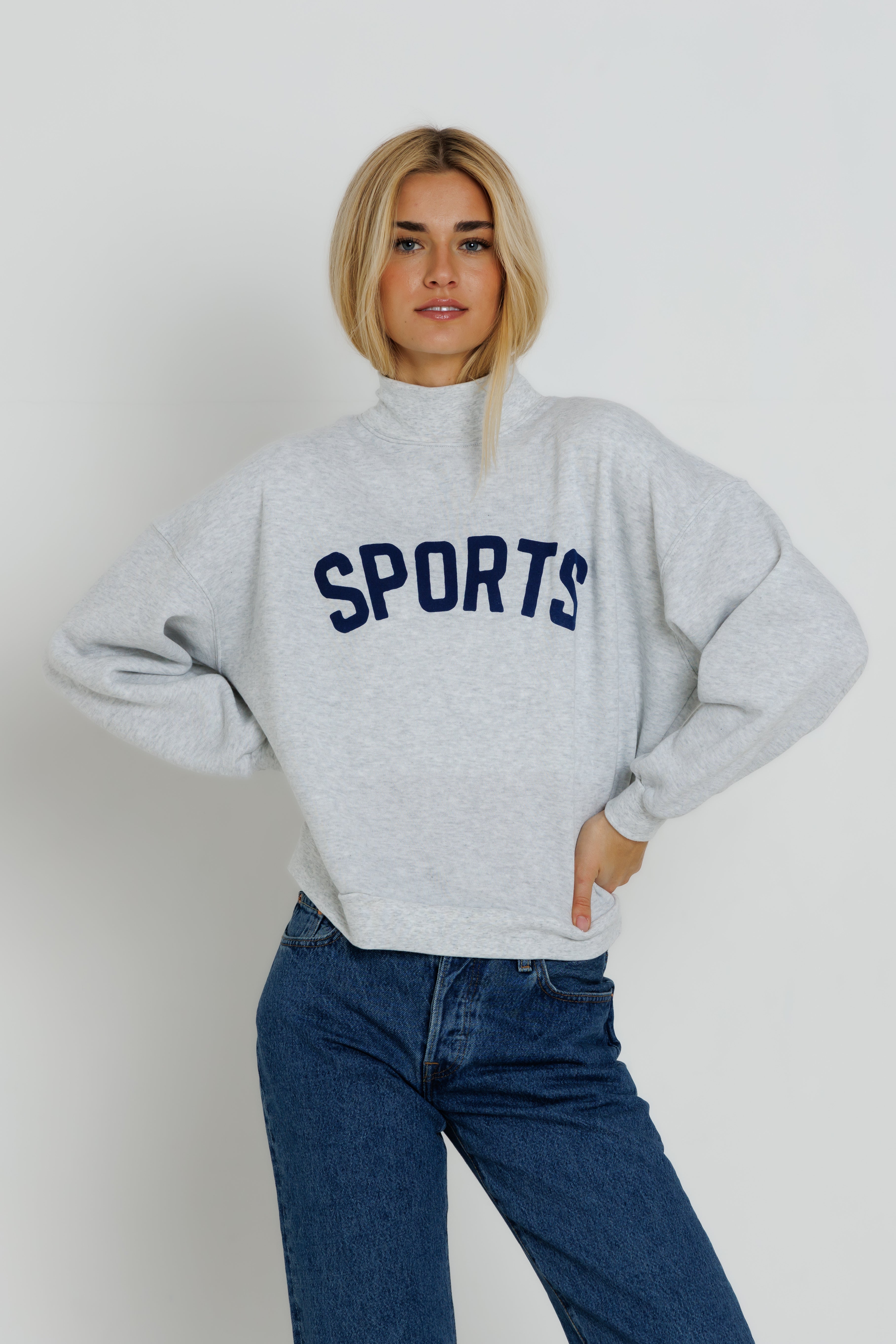 NAVY SPORTS - MOCKNECK