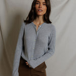 S134-Ada - pointelle button down long sleeve sweater