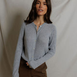 S134-Ada - pointelle button down long sleeve sweater