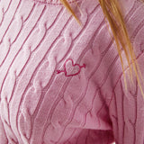 Leighton Light Pink Cable Knit Sweater Cable Knit Pullover With Heart Arrow Embroidery