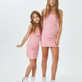 Liv Pastel Pink Mesh Reversible Cut Out Dress with silver straps