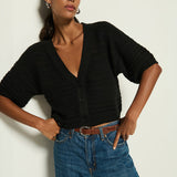 Nation LTD Tabby Crochet Cardi in Black