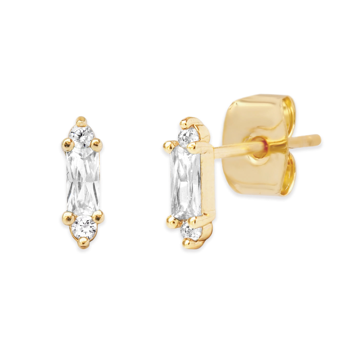 Tiny stick baguette with cz stud