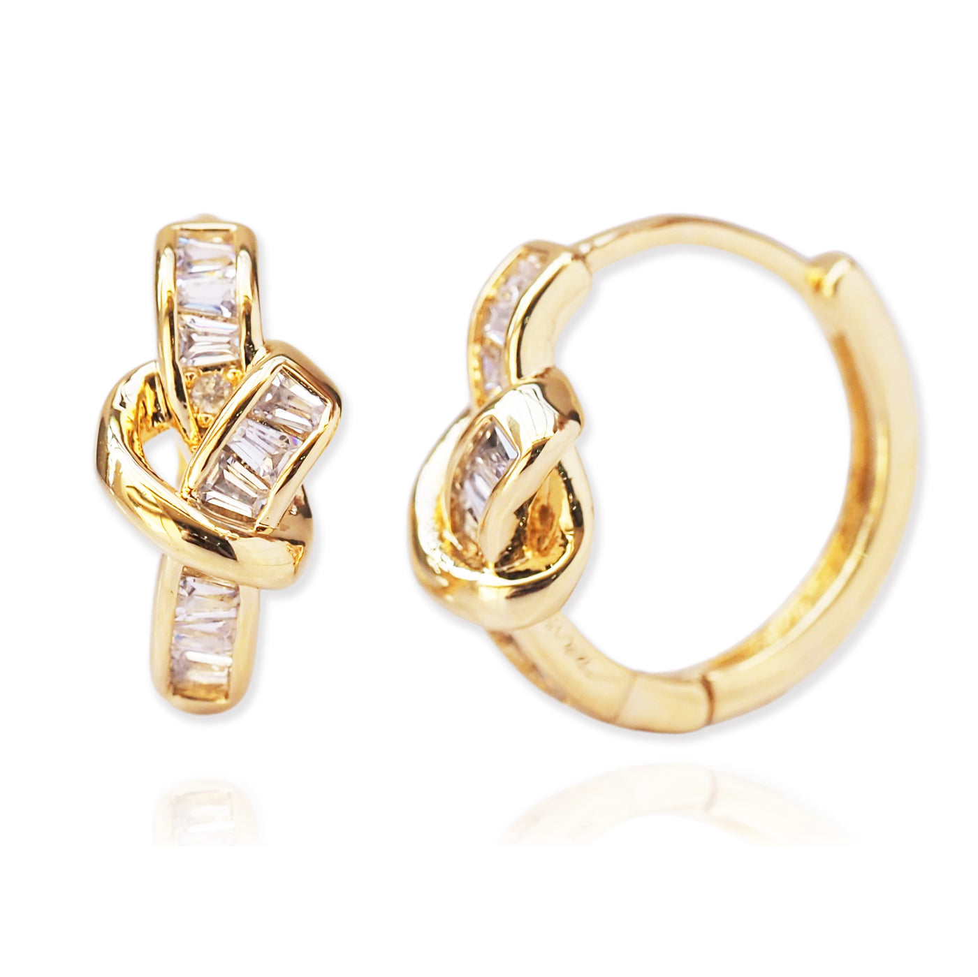 Love knot baguette art deco huggie