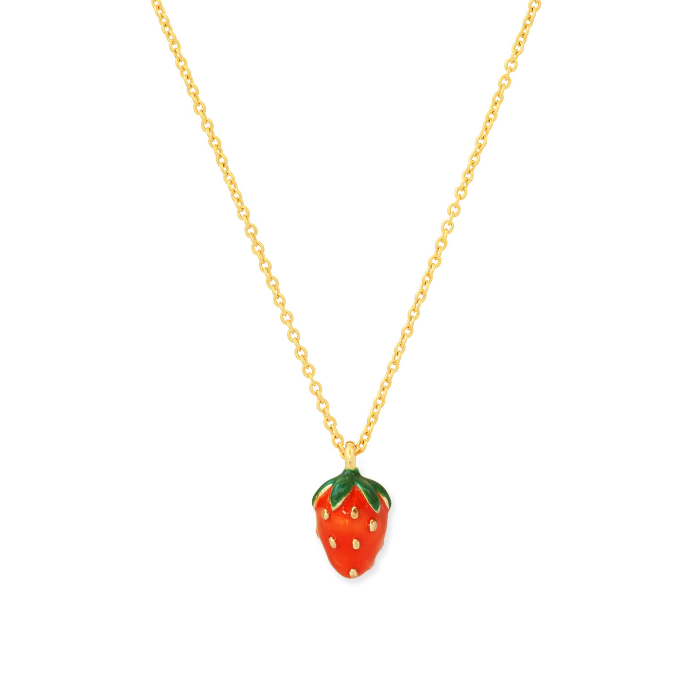enamel strawberry pendant necklace