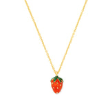 Tai Enamel Strawberry Pendant Necklace