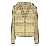 9324 Cotton Cashmere Pointelle Mix V Neck Cardi