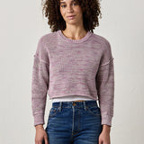 LIVIA PAINTED COTTON CROCHET CREW SWEATER
