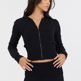 Vintage Havana Black Slim Fit Knit Zip Up