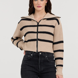 Vintage Havana Puddle Black Stripe Double Zip Sweater