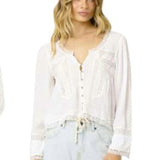 Vintage Havana Lace Detail L/S Blouse