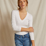 Viola Rib Long Sleeve V Neck Tee