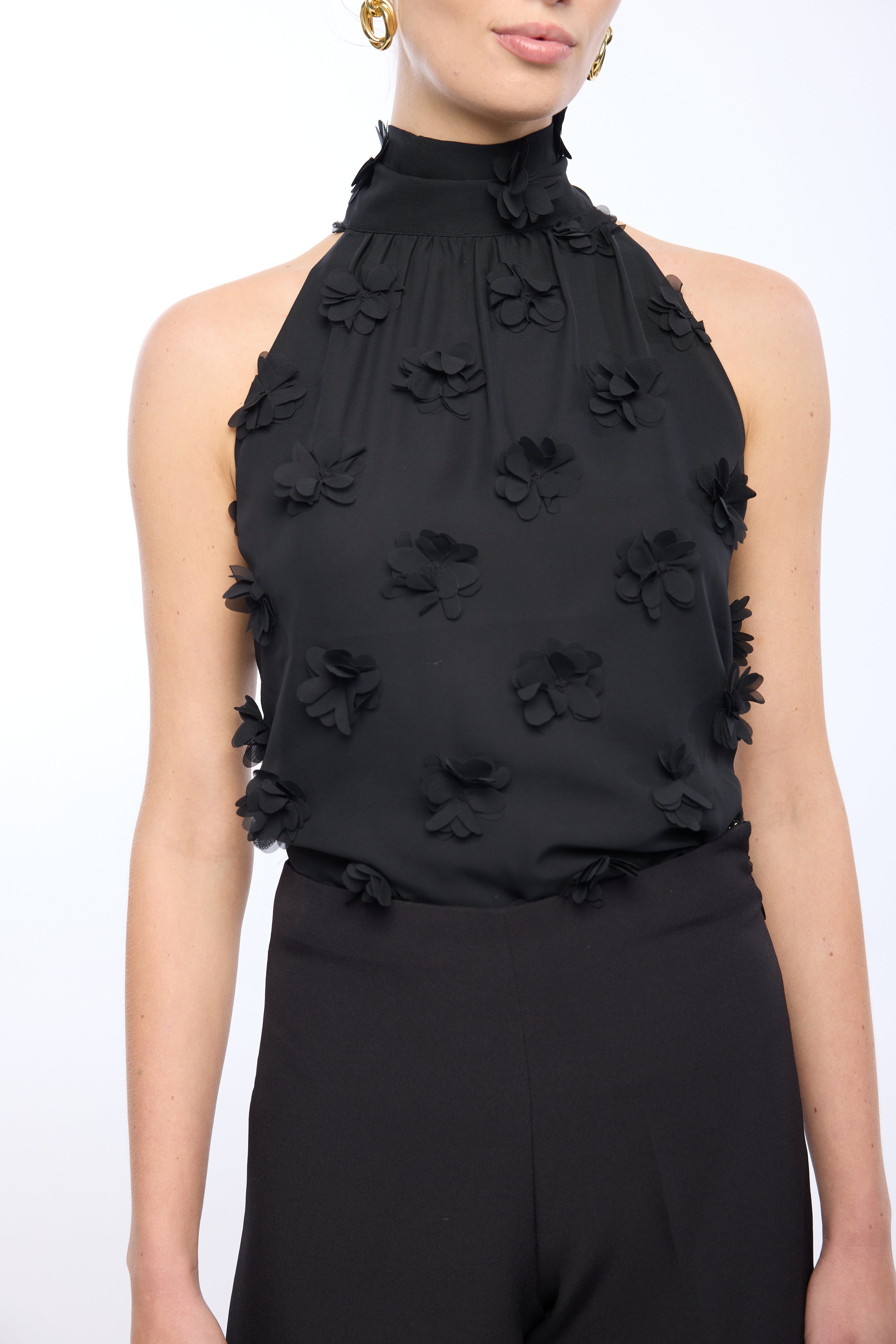 IRINA 3D FLORAL HALTER BLOUSE