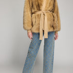 HELOISE FAUX FUR BELTED WRAP JACKET