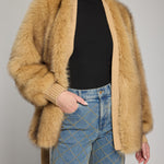 HELOISE FAUX FUR BELTED WRAP JACKET