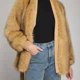 HELOISE FAUX FUR BELTED WRAP JACKET