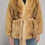 HELOISE FAUX FUR BELTED WRAP JACKET