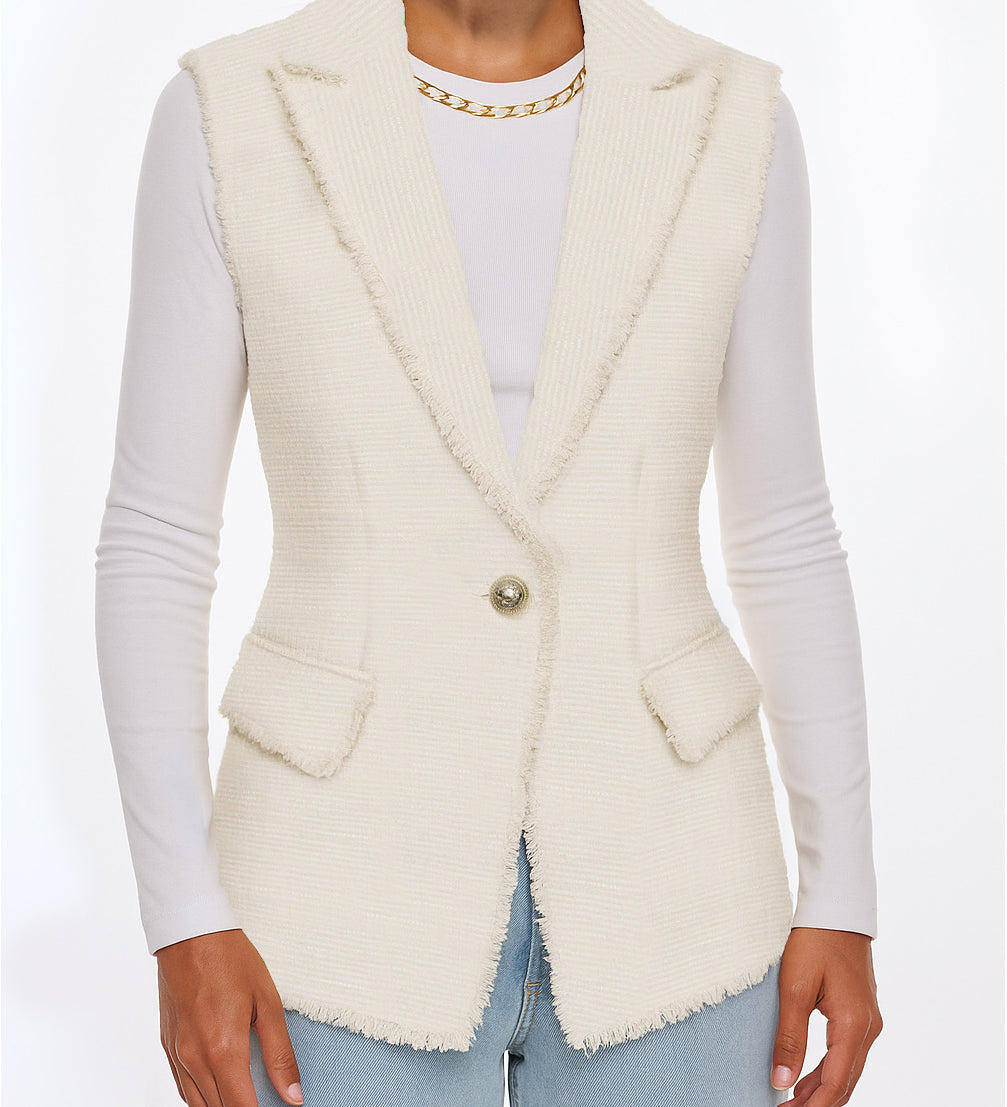 RIALTO TWEED SLEEVELESS BLAZER