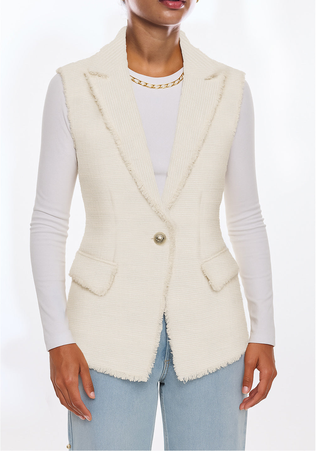 RIALTO TWEED SLEEVELESS BLAZER