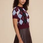 SW5631 BRIA ARGYLE KNIT TOP