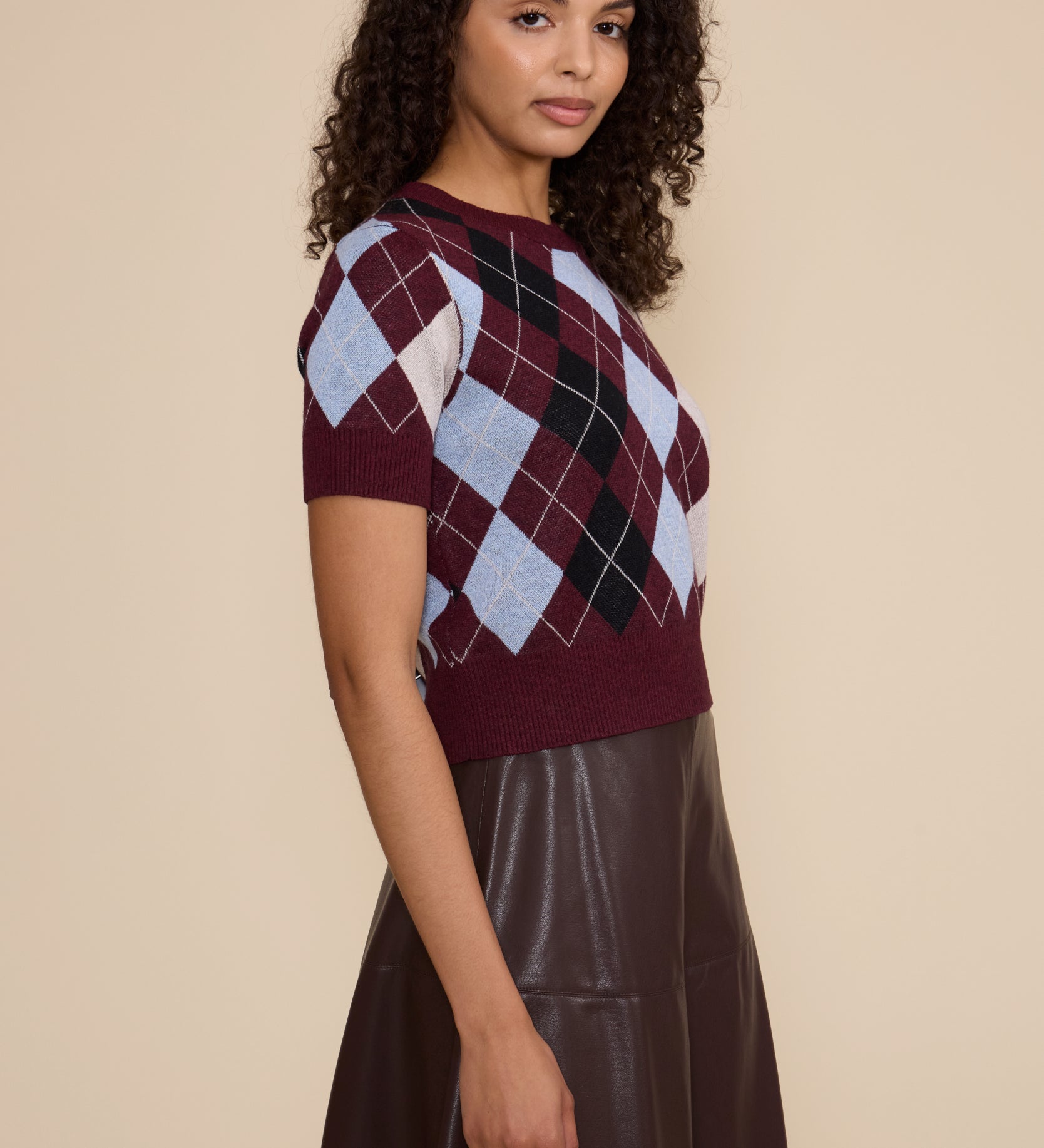 SW5631 BRIA ARGYLE KNIT TOP