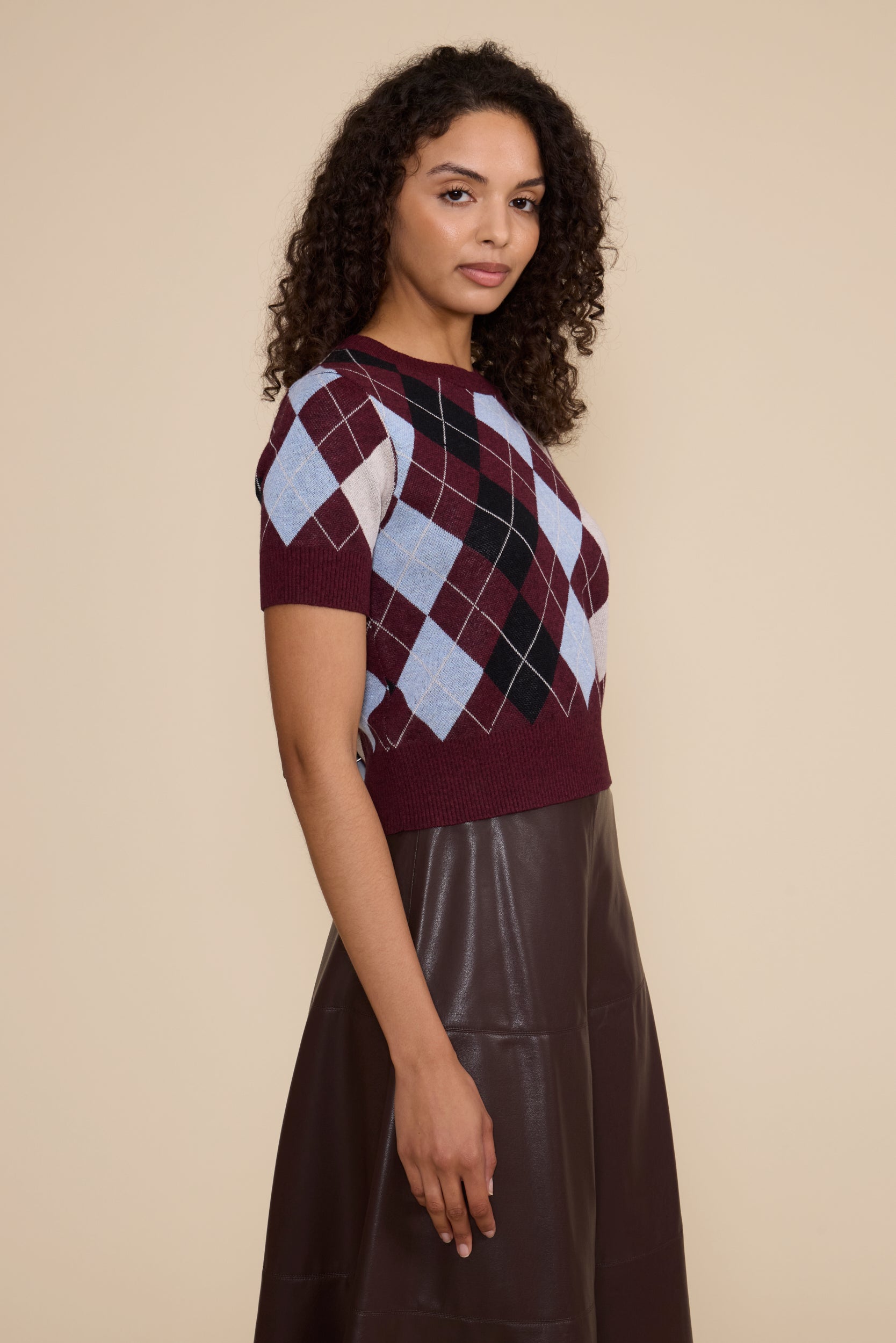 SW5631 BRIA ARGYLE KNIT TOP