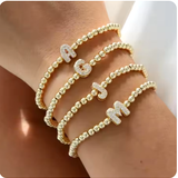 Gold Beaded Initial Bracelets