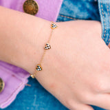 Black & White Checkered Heart Bracelet