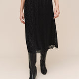 B3763-L87-300 - PLEATED LACE SKIRT W/ VELVET WAISTBAND