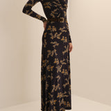 THE LUCIA DRESS in Navy Flora Vine