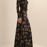 THE LUCIA DRESS in Navy Flora Vine