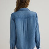 Bella Dahl Cropped Button Down Amalfi Marine