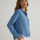 Bella Dahl Cropped Button Down Amalfi Marine