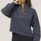 Vintage Havana Grommet Henley Sweatshirt