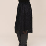 B3763-L87-300 - PLEATED LACE SKIRT W/ VELVET WAISTBAND