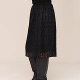 B3763-L87-300 - PLEATED LACE SKIRT W/ VELVET WAISTBAND