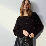 Melissa Nepton Adele Flower Beaded Applique Sweater