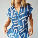 Bella Dahl Pleated Roll Sleeve Button Down Coastal Line