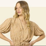 Vintage Havana Tan Polka Dot Blouse
