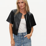 Quinn Faux Leather Round Neck Jacket