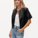 Quinn Faux Leather Round Neck Jacket