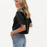 Quinn Faux Leather Round Neck Jacket