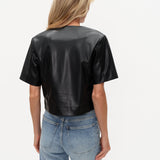 Quinn Faux Leather Round Neck Jacket