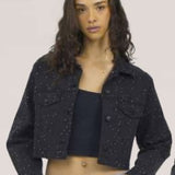 Vintage Havana Rhinestone Crop Denim Jacket