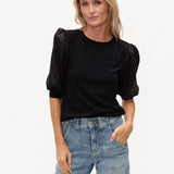 Solara Mixed Media Satin Top