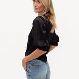 Solara Mixed Media Satin Top